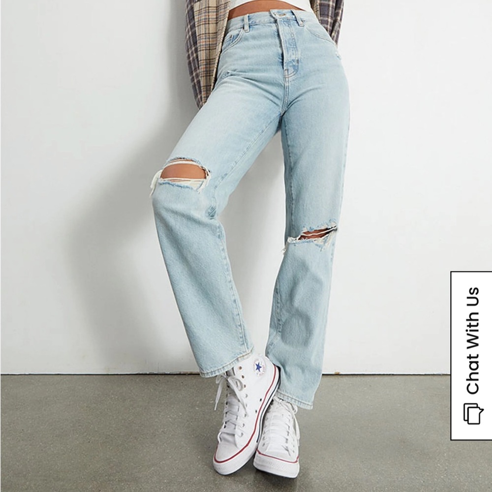 Pacsun Eco Light Blue Distressed Dad Jean